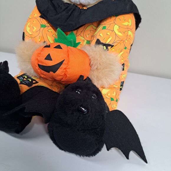 PUFFY Halloween Bear Plush Toy Cat PJs Bat Slippers Pumpkin Midwestern Home Prod - Picture 2 of 16